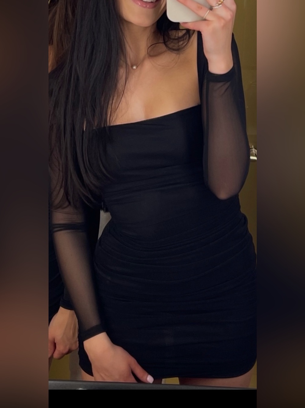 Mesh Ruched Mini Dress - Picture 5 of 8